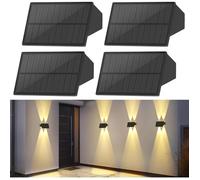 Appliques solaires murales - NETTLIFE - Pack 4 - Noir - Blanc chaud 3000K - Lumière montante et descendante