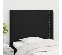 Appui-tête d'oreille réglable 83x16x118/128 cm, noir, tissu respirant, pieds en bois, support dorsal pour lire et regarder la télévision, montage avec instructions.