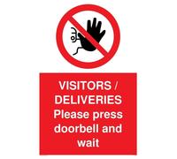 Appuyez sur le bouton d'interphone et attendez - Panneau d'information pour les visiteurs