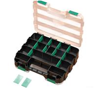 Aprilsunnyzone Unité de rangement à outils empilable à deux couches avec 34 compartiments à compartiments, séparateurs amovibles et couvercle transparent pour plus de visibilité (boîte à deux côtés)