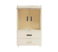 Apriltop Rangement pour Produits Cosmétiques, avec 2 Tiroirs et 2 Portes, 27.5x18x46.5cm, Organiseur Maquillage, Blanc Crème, en Plastique, pour Chambre à Coucher, Salle de Bains et Coiffeuse