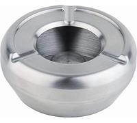 APS 00091 Cendrier Ø 12 cm, H: acier inoxydable 4.5cm, satin poli, avec couvercle du pare-brise