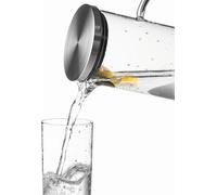 APS 10764 Pot à jus/eau, Ø 9,5 cm, H : 27 cm, 1,5 litre, verre, acier inoxydable, polypropylène, silicone