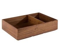 APS 11651 Boîte en bois Woody, 22,5 x 15 cm, hauteur 5,5 cm, 2 compartiments, bois d'acacia
