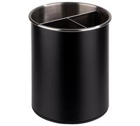 APS 11748 Range-couverts, pivotant, Ø 13 cm, hauteur 16,5 cm, dessous protégeant le meuble, monobloc amovible (3 compartiments), inox, noir