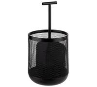 APS 11755 Dart Récipient à couverts en métal, diamètre : 12 cm, hauteur : 25 cm, avec dessous qui n'abîme pas les meubles, 3 compartiments, noir
