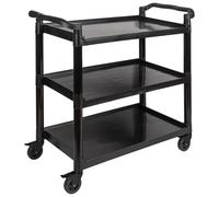 Grand Chariot de service alu noir 3 plateaux roues pivotantes