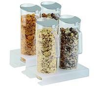 APS 11971 Bar à céréales, distributeur de muesli, support en acrylique dépoli et antidérapant, 2 carafes en plastique (1,5 l chacune) avec couvercle en acier inoxydable