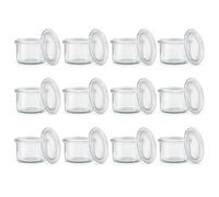 APS 12 pots originaux WECK 200 ml avec couvercle, Ø 9 cm, H : 6 cm, forme linteau, pot de conservation, pot décoratif, pot à dessert, pot de stockage, lavable au lave-vaisselle