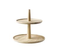 APS 14013 Etagère Valo, 2 Niveaux, Ø 25/30 cm, Hauteur 28 cm, Pieds antidérapants, Bois de chêne (huilé)