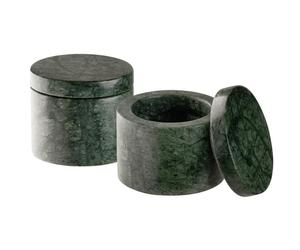 APS 15919 Boîte MINERA, lot de 2 - marbre, Ø 6 cm, H : 5 cm, vert, pièce unique