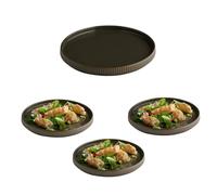 APS 19079 Assiette THE GRID - Porcelaine « mud » (marron), Ø 23 cm, empilables, lot de 3