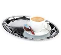 APS 30114 Plateau de service KAFFEEHAUS, 30 x 22 cm, H : 1 cm, métal, nickelé et chromé brillant