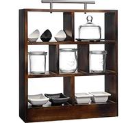 APS 33210 Support en bois brun foncé pour le thé de l'après-midi avec 4 grands et 3 petits compartiments, poignée en acier inoxydable, 34 x 10 x 38 cm