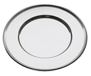 APS 36233 Assiette de présentation, plat de service, plateau décoratif, Ø 33 cm, acier inoxydable 18/8 poli miroir, avec décor filé