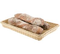APS 40220 Panier, GN 1/1, 53 x 32,5 cm, Hauteur 6,5 cm, avec fil d'acier inoxydable dans le bord, polypropylène, beige