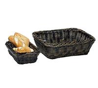 APS 40225 Panier, GN 1/4, 26,5 x 16,2 cm, hauteur 6,5 cm, avec fil d'acier inoxydable sur le bord, polypropylène, noir-marron
