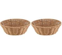 APS 40340 COVE Corbeille ronde tressée beige en polypropylène, récipient en osier pour petits pains ou aliments, diamètre : 20 cm, hauteur : 7 cm, beige (Lot de 2)