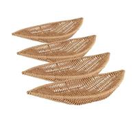 APS 40344 Corbeille en forme de bateau « COVE », panier tressé beige en polypropylène, récipient en osier avec fil en acier inoxydable, panier à viennoiseries, panier alimentaire, dimensions 30 x 15