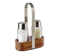 APS 40435 Ménage "WOOD", 11,5 x 5,5 cm, hauteur 17 cm, Set comprenant : salière et poivrière, présentoir