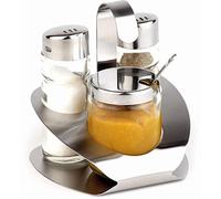 APS 40470 PRO Set de service Satin, structure en acier inoxydable poli et verre avec couvercle en acier inoxydable, 8,5 x 5,7 x 11,5 cm