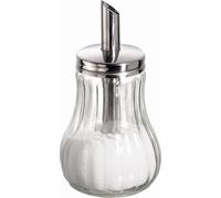 Sucrier, avec tube doseur, acier inoxydable/verre