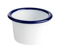 APS 40645 Bol « ENAMELWARE », bol à trempette, à snacks, 0,08 l, Ø 7 cm, hauteur 4,5 cm, tôle d'acier émaillée, blanc avec bord bleu