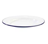 APS 40665 Assiette « ENAMELWARE », Ø 24 cm, hauteur 2 cm, tôle d'acier émaillée, blanche avec bord bleu
