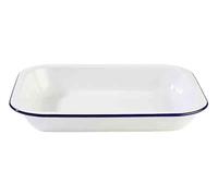 APS 40669 Bol « ENAMELWARE », corbeille à fruits, saladier, 1,9 litre, 28 x 23 cm, hauteur 4,5 cm, tôle d'acier émaillée, blanc avec bordure bleue