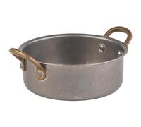 APS 40786 Pot de service SNACKHOLDER, acier inoxydable, Ø 14 cm, hauteur 5 cm, 0,55 litre, aspect acier inoxydable vieilli