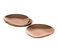 APS 40794 Assiette PEBBLES, lot de 4, acier inoxydable, revêtement PVD, 9 x 9 cm, hauteur 1 cm, aspect cuivre