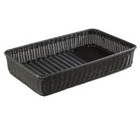 APS 50722 Panier « PROFI LINE », GN 1/1, 53 x 32,5 cm, hauteur 10 cm, avec fil métallique en acier inoxydable sur le bord, polypropylène, noir