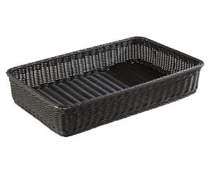 APS 50722 Panier « PROFI LINE », GN 1/1, 53 x 32,5 cm, hauteur 10 cm, avec fil métallique en acier inoxydable sur le bord, polypropylène, noir