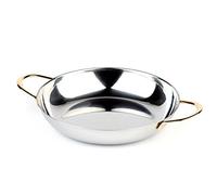 APS 61280 Poêle de service, Ø 28 cm, hauteur 4 cm, acier inoxydable poli, poignées en acier inoxydable doré