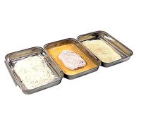 APS 66904 Station de panage, 3 pièces - Set de panage professionnel composé de 3 plats en inox accouplables (18 x 15,5 cm chacun) / empilable pour économiser de la place/lavable au lave-vaisselle