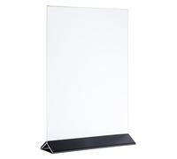 APS 71527 Porte-carte, 2 pièces, porte-tableau, porte-menu, plaque de table, pied en acier inoxydable noir, support en acrylique, 10,5 x 7 cm, hauteur 17 cm Transparent