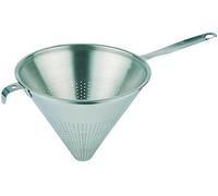 APS 771 Tamis pointu, Ø (extérieur) 23 cm, H : 43 cm, acier inoxydable, poli mat, avec perforation Ø 1,5 mm manche plat, poignée de support pour accrochage