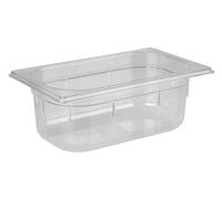 APS 82030 GN 1/4, bac Gastronorm en polycarbonate, dimensions 265 x 162 mm/hauteur 100 mm/volume 2,5 litres, transparent