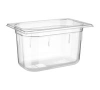 APS 82032 Récipient GN 1/4, récipient Gastronorm en polycarbonate, dimensions 265 x 162 mm/hauteur 150 mm/volume 3,7 litres, transparent