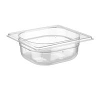 APS 82036 Récipient GN 1/6, récipient Gastronorm en polycarbonate, dimensions 176 x 162 mm/hauteur 65 mm/volume 1 litre, transparent