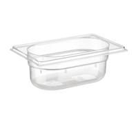 APS 82050 Bac GN 1/9, bac gastronorm en polycarbonate, dimensions 176 x 108 mm/hauteur 65 mm/volume 0,6 litre, transparent