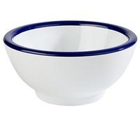 APS 84492 Bol ENAMEL LOOK, Ø 13 cm, hauteur 6,5 cm, mélamine, blanc avec bord bleu