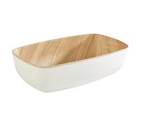 APS 84555 GN 1/9 « Frida », bol en mélamine pratiquement incassable, bol solide en plastique, 17,6 x 10,8 x 5,5 cm, saladier, coupe à fruits, empilable, intérieur imitation bois, extérieur blanc