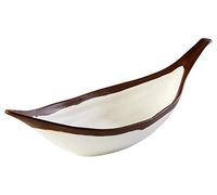 APS 84579 Plat CROCKER, 30,5 x 10 cm, hauteur 7,5 cm, mélamine, crème avec bord brun