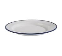 APS 84951 Assiette ENAMEL LOOK, Ø 24,5 cm, hauteur 2,5 cm, mélamine, blanche avec bord bleu