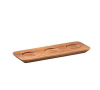APS 864 Planche à servir NARROW I, 22 x 8 cm, hauteur 1,5 cm, bois d'acacia, avec 3 creux Ø 4 cm
