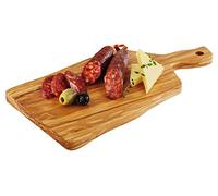 APS 876 Planche de service OLIVE, 25 x 16 cm, hauteur 1,5 cm, poignée de 8 cm, bois d'olivier, variations naturelles de forme, de veinage et de taille