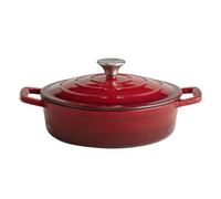 APS 88300 Bräter mit Deckel "5 STARS", Gusseisen, induktionsgeeignet, ofenfest, inkl. Deckelhalter, Ø 25 cm, 2,5 Liter, rot
