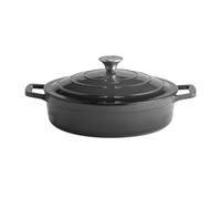 APS 88305 Bräter mit Deckel "5 STARS", Gusseisen, induktionsgeeignet, ofenfest, inkl. Deckelhalter, Ø 28 cm, 3 Liter, anthrazit
