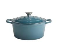 APS 88313 Kochtopf mit Deckel "5 STARS", Schmortopf Gusseisen, induktionsgeeignet, ofenfest, inkl. Deckelhalter, Ø 25 cm, 4 Liter, türkis